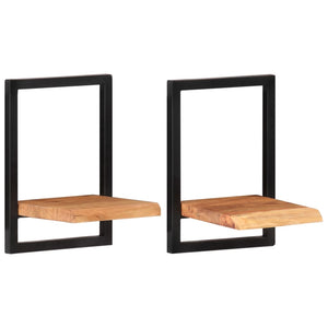 vidaXL Wall Shelves 2 pcs. 25x25x35 cm Solid Acacia Wood and Steel