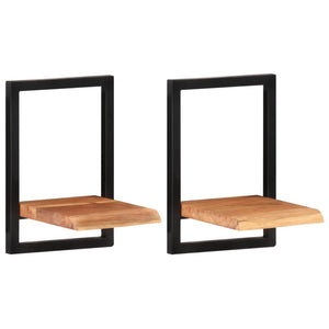 vidaXL Wall Shelves 2 pcs. 25x25x35 cm Solid Acacia Wood and Steel