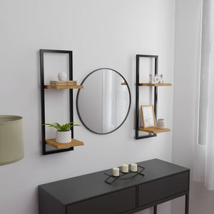 vidaXL Wall Shelves 2 pcs. 25x25x75 cm Solid Acacia Wood and Steel