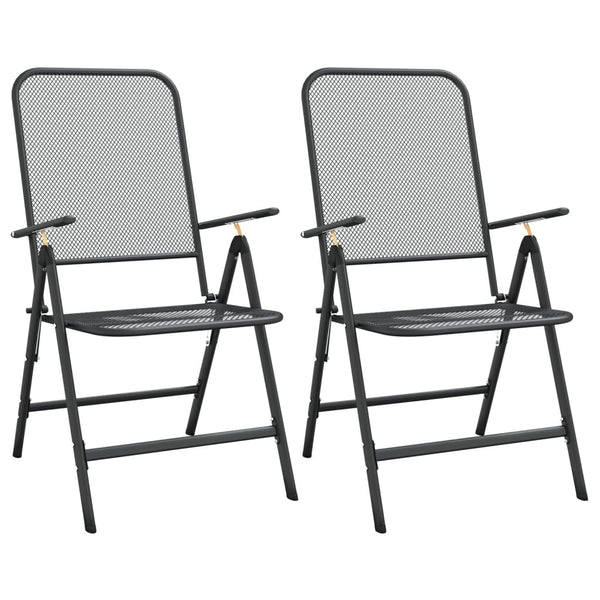 vidaXL Folding Garden Chairs 2 pcs. Expanded Metal Anthracite