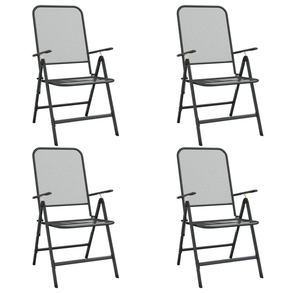 vidaXL Folding Garden Chairs 4 pcs. Expanded Metal Anthracite