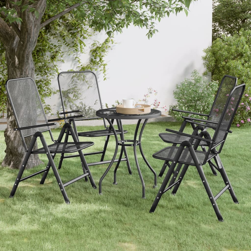 vidaXL Folding Garden Chairs 4 pcs. Expanded Metal Anthracite