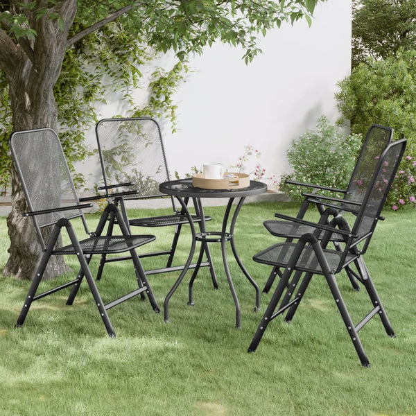 vidaXL Folding Garden Chairs 4 pcs. Expanded Metal Anthracite