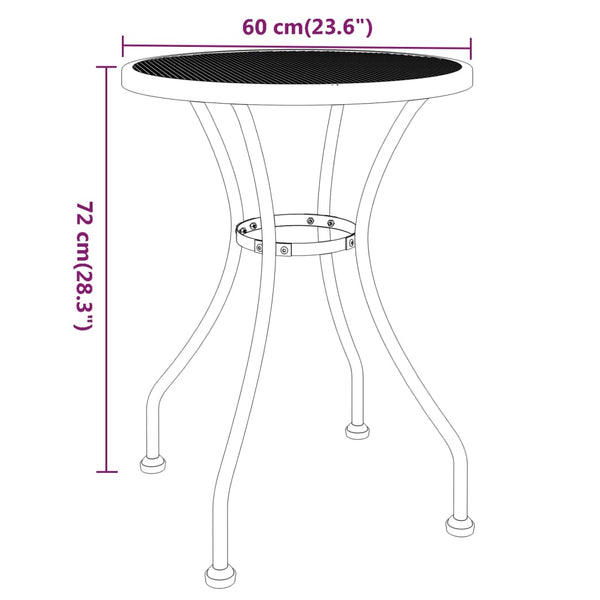vidaXL Garden Table Ø60x72 cm Expanded Metal Anthracite