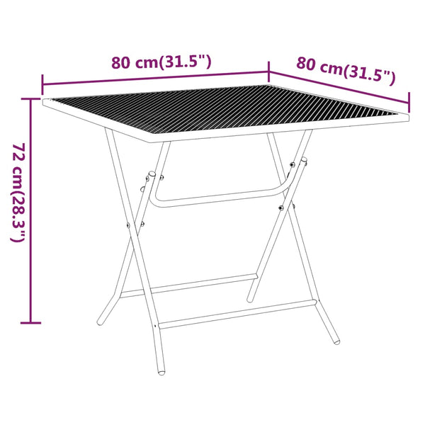 vidaXL Garden Table 80x80x72 cm Expanded Metal Anthracite