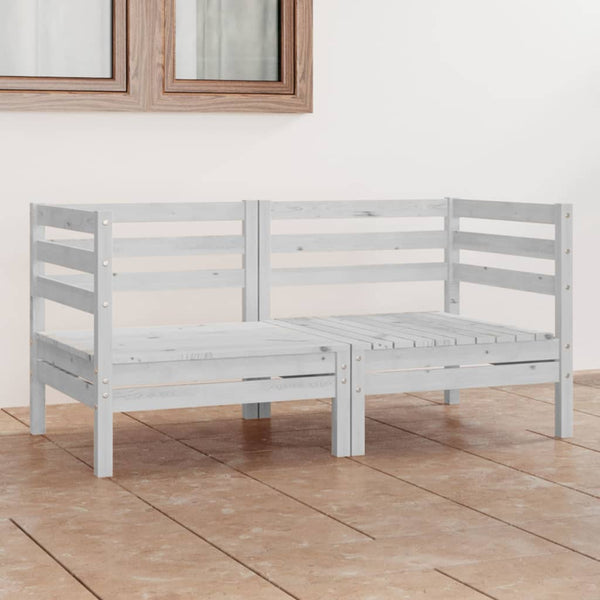 vidaXL 2-Seater Garden Sofa White Solid Pine Wood