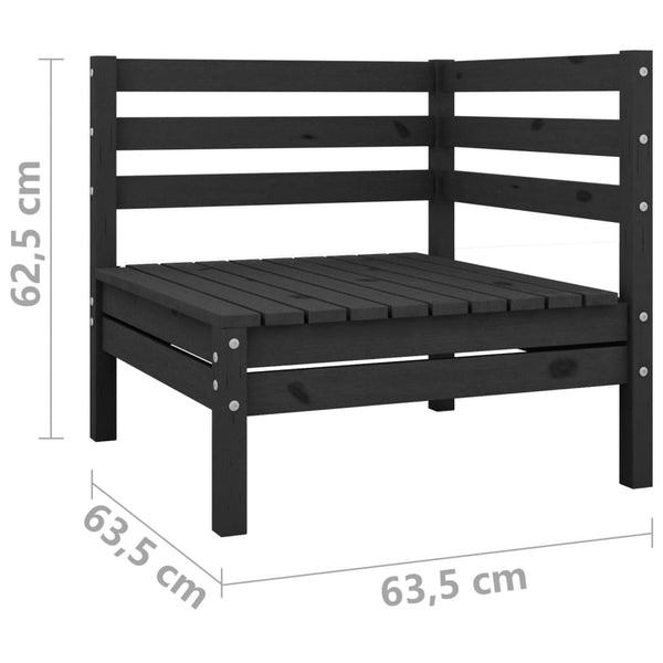 vidaXL 2-Seater Garden Sofa Black Solid Pine