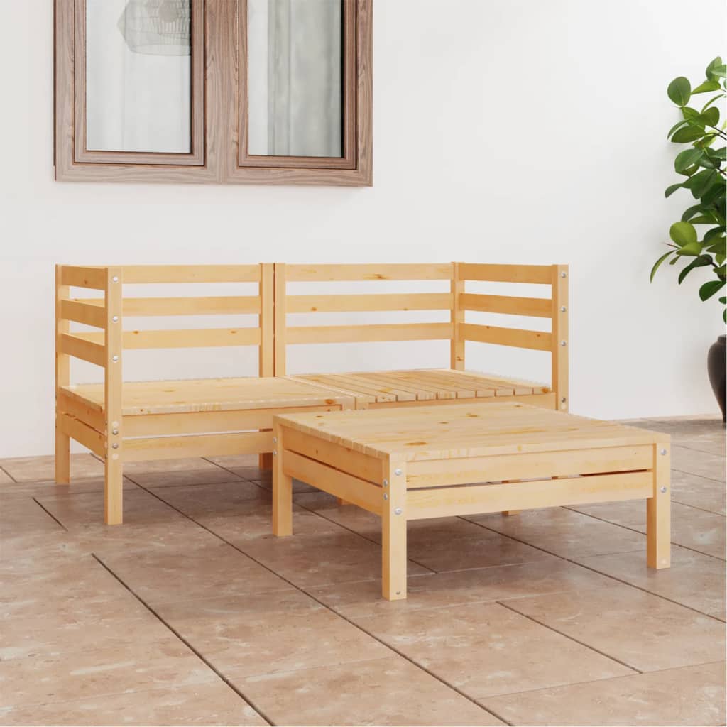 vidaXL 3-Piece Garden Lounge Set Solid Pine Wood