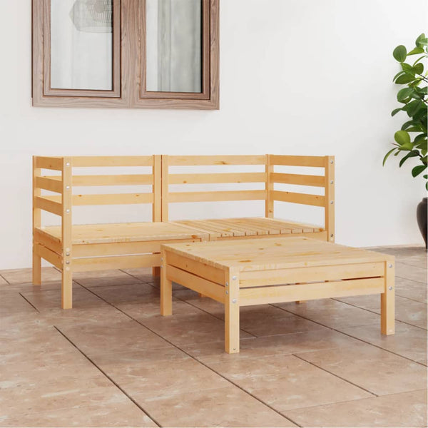 vidaXL 3-Piece Garden Lounge Set Solid Pine Wood