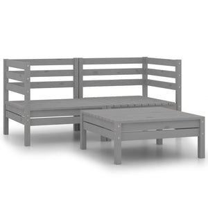 vidaXL 3-Piece Garden Lounge Set Grey Solid Pine Wood