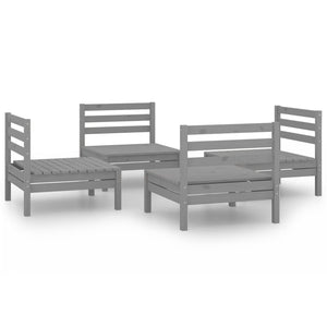 vidaXL 4-piece Garden Lounge Set Grey Solid Pine Wood