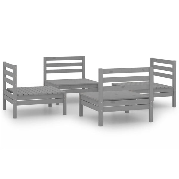 vidaXL 4-piece Garden Lounge Set Grey Solid Pine Wood
