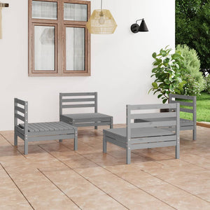 vidaXL 4-piece Garden Lounge Set Grey Solid Pine Wood