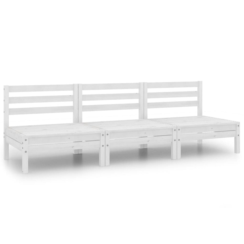 vidaXL 3-Piece Garden Lounge Set White Solid Pinewood