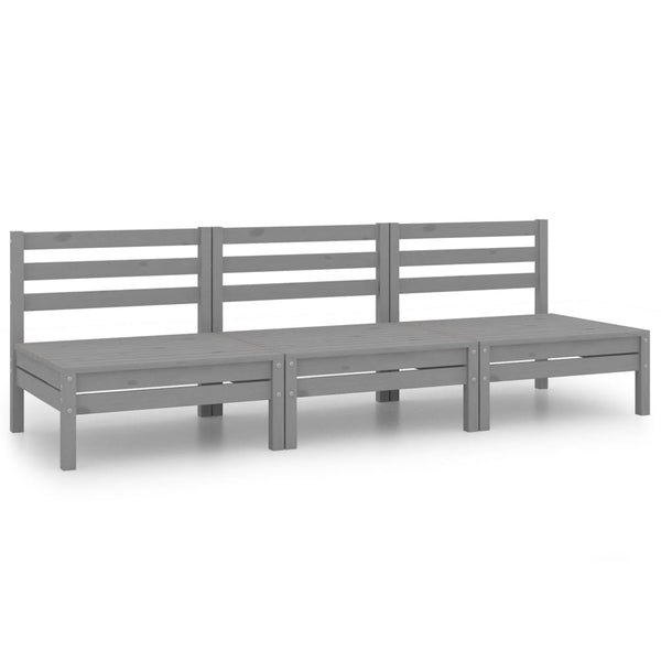 vidaXL 3-Piece Garden Lounge Set Grey Solid Pine Wood