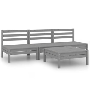 vidaXL 4-piece Garden Lounge Set Grey Solid Pinewood