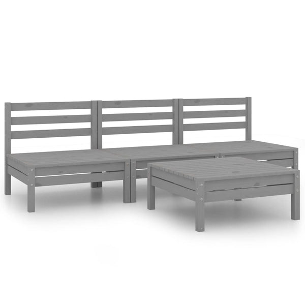vidaXL 4-piece Garden Lounge Set Grey Solid Pinewood