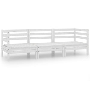 vidaXL 3-Piece Garden Lounge Set White Solid Pine Wood
