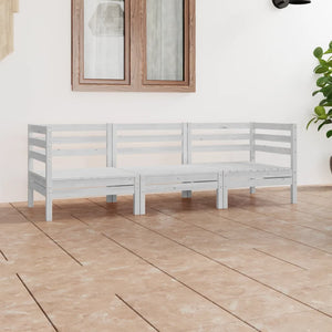 vidaXL 3-Piece Garden Lounge Set White Solid Pine Wood