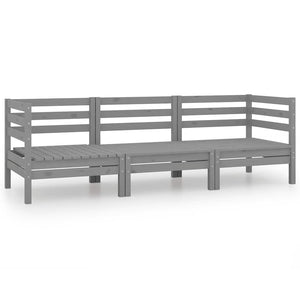 vidaXL 3-Piece Garden Lounge Set Grey Solid Pinewood