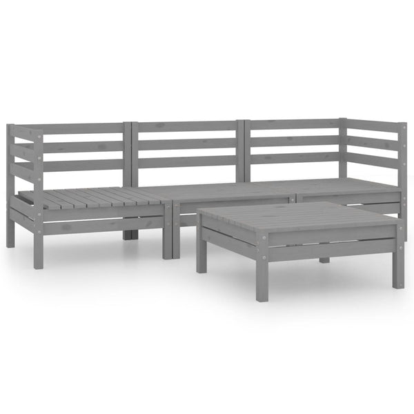 vidaXL 4-piece Garden Lounge Set Grey Solid Pine Wood