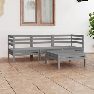 vidaXL 4-piece Garden Lounge Set Grey Solid Pine Wood