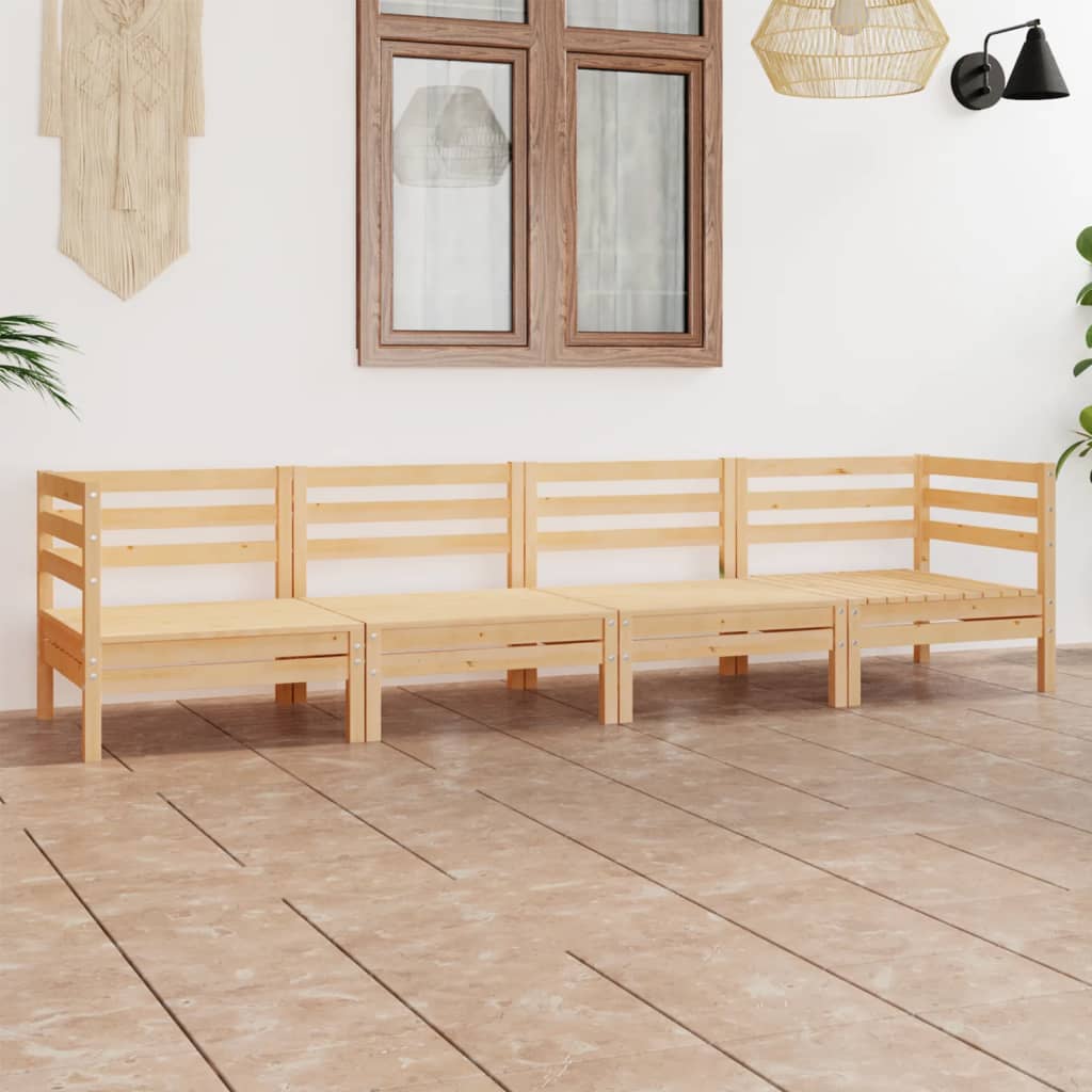 vidaXL 4-Piece Garden Lounge Set Solid Pine Wood