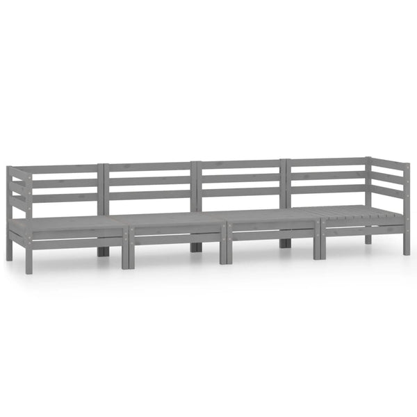 vidaXL 4-piece Garden Lounge Set Grey Solid Pine Wood