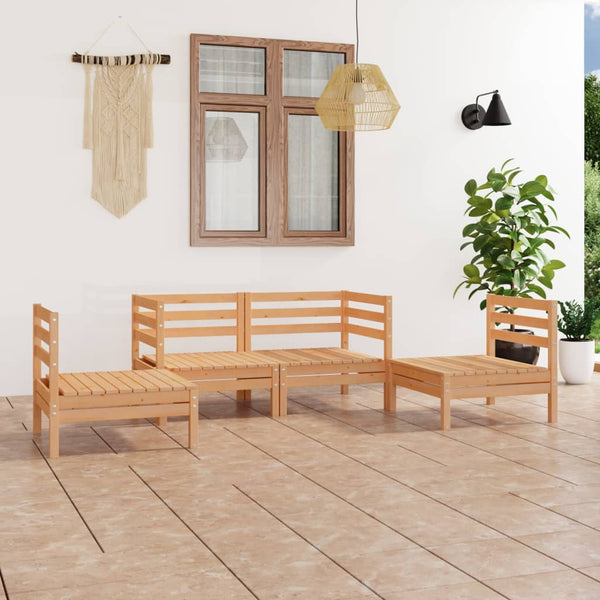 vidaXL 4-Piece Garden Lounge Set Solid Pine Wood