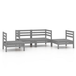 vidaXL 4-Piece Garden Lounge Set Grey Solid Pine Wood