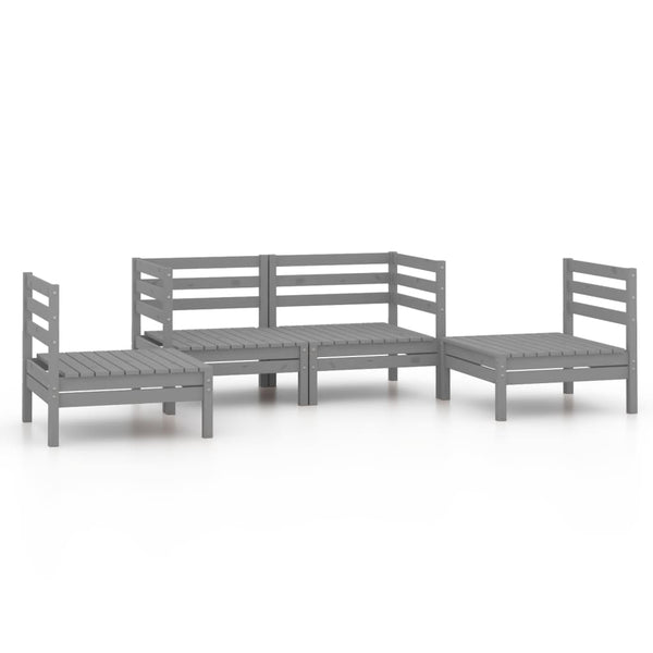 vidaXL 4-Piece Garden Lounge Set Grey Solid Pine Wood