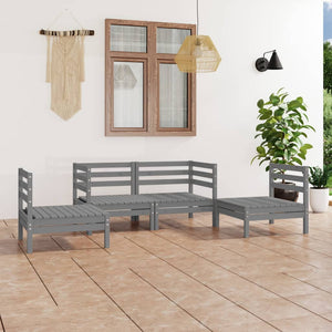 vidaXL 4-Piece Garden Lounge Set Grey Solid Pine Wood