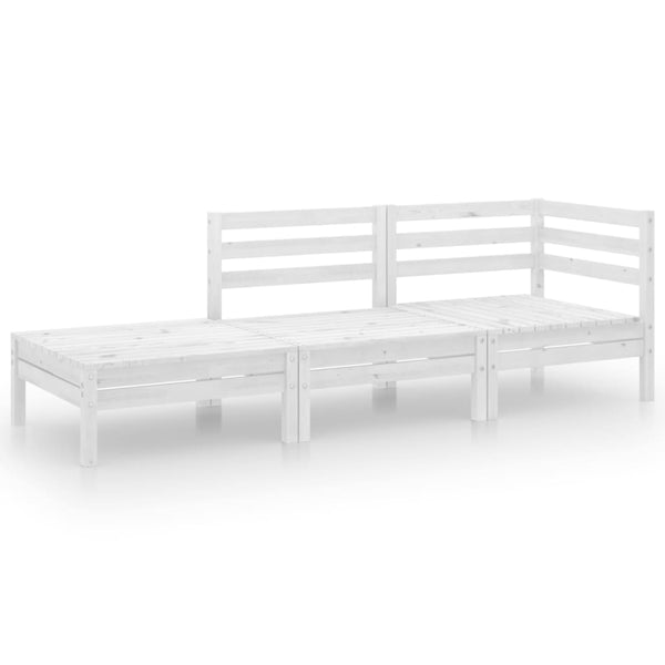 vidaXL 3-Piece Garden Lounge Set White Solid Pine Wood