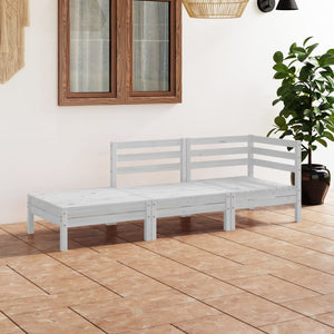 vidaXL 3-Piece Garden Lounge Set White Solid Pine Wood