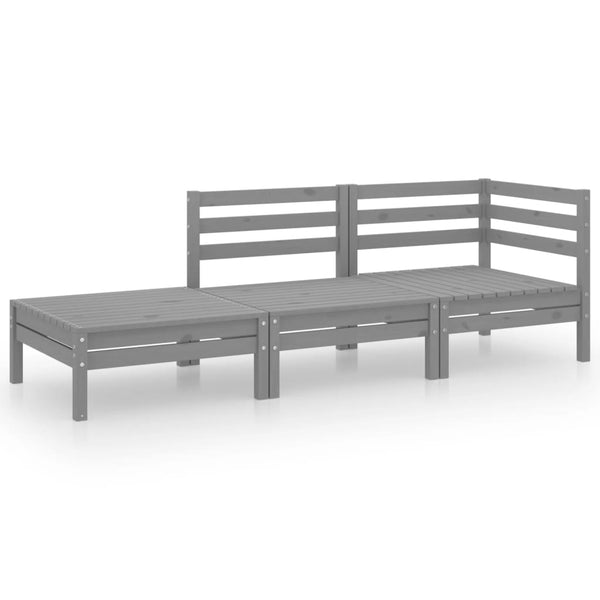 vidaXL 3-Piece Garden Lounge Set Grey Solid Pine Wood