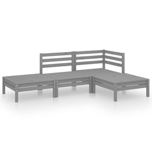 vidaXL 4-Piece Garden Lounge Set Grey Solid Pine Wood