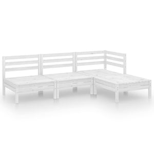 vidaXL 4-Piece Garden Lounge Set Solid Pine Wood White