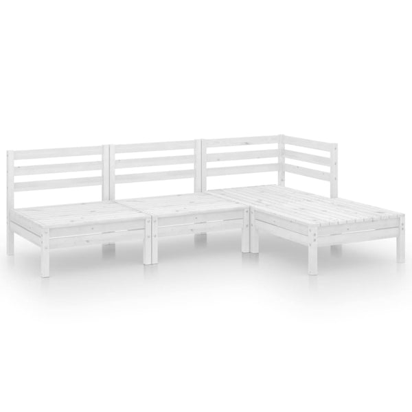 vidaXL 4-Piece Garden Lounge Set Solid Pine Wood White