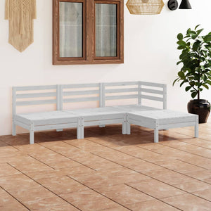 vidaXL 4-Piece Garden Lounge Set Solid Pine Wood White