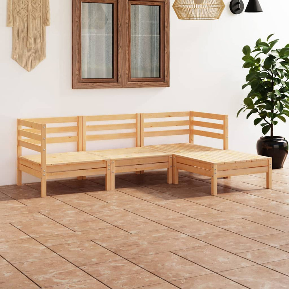 vidaXL 4-piece Solid Pine Garden Lounge Set
