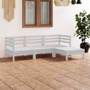 vidaXL 4-Piece Garden Lounge Set Solid Pine Wood White