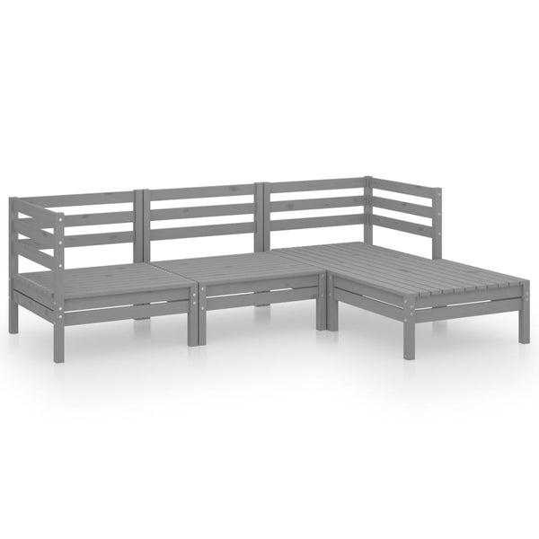 vidaXL 4-piece Solid Pinewood Garden Lounge Set Grey