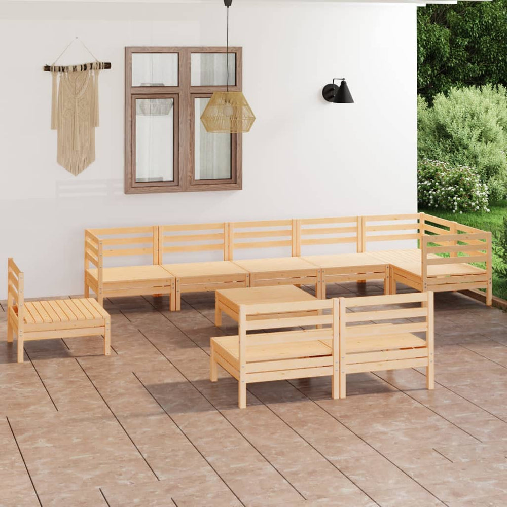 vidaXL 10-Piece Garden Lounge Set Solid Pinewood
