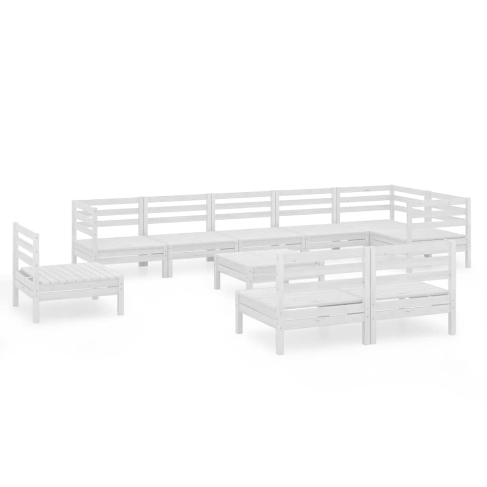vidaXL 10-Piece Garden Lounge Set Solid Pinewood White
