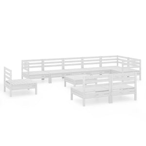 vidaXL 10-Piece Garden Lounge Set Solid Pinewood White