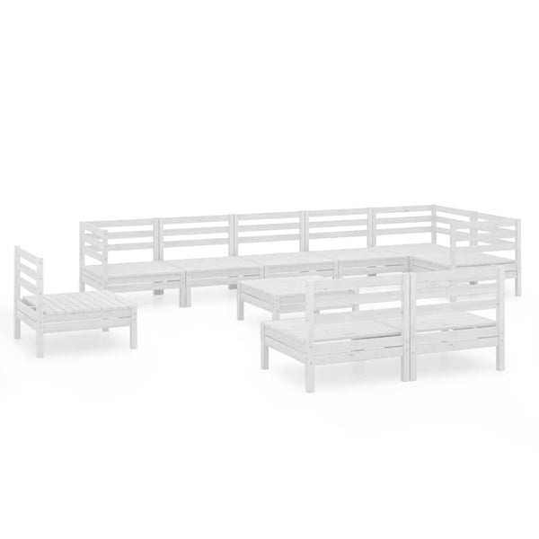 vidaXL 10-Piece Garden Lounge Set Solid Pinewood White