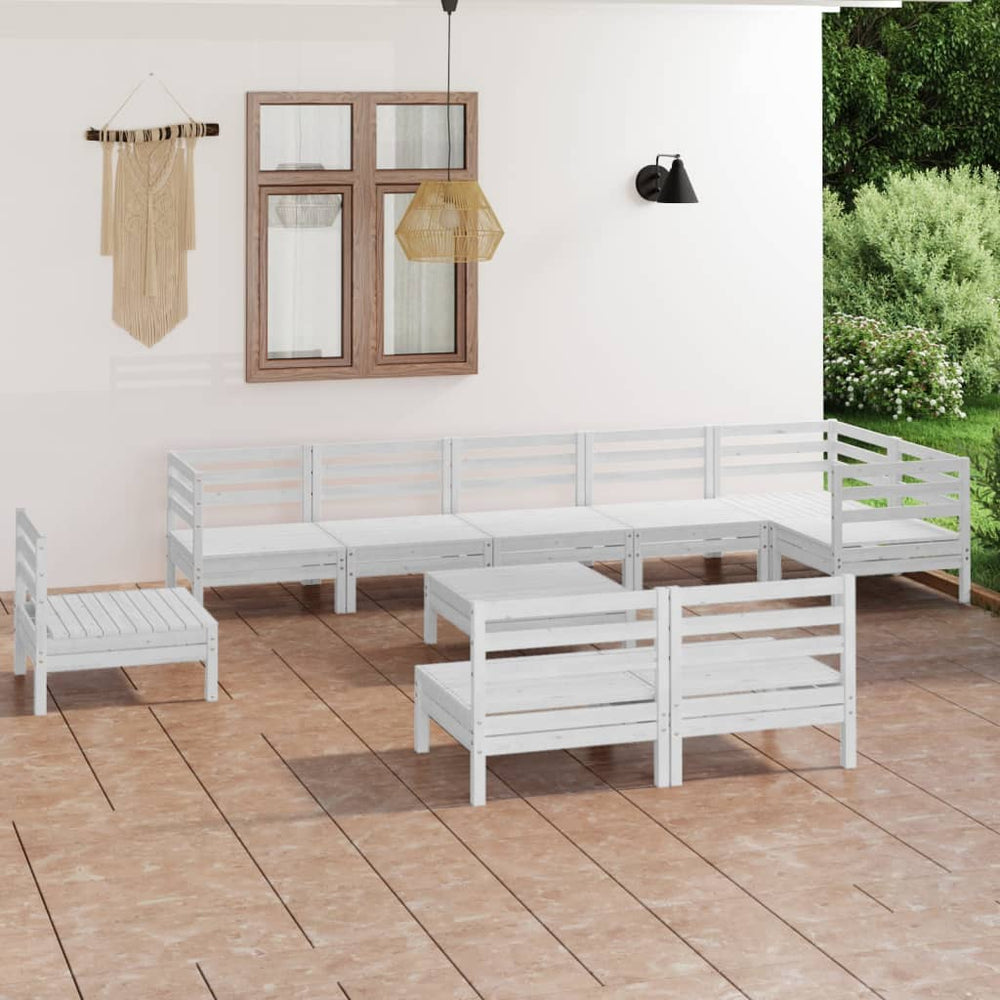 vidaXL 10-Piece Garden Lounge Set Solid Pinewood White