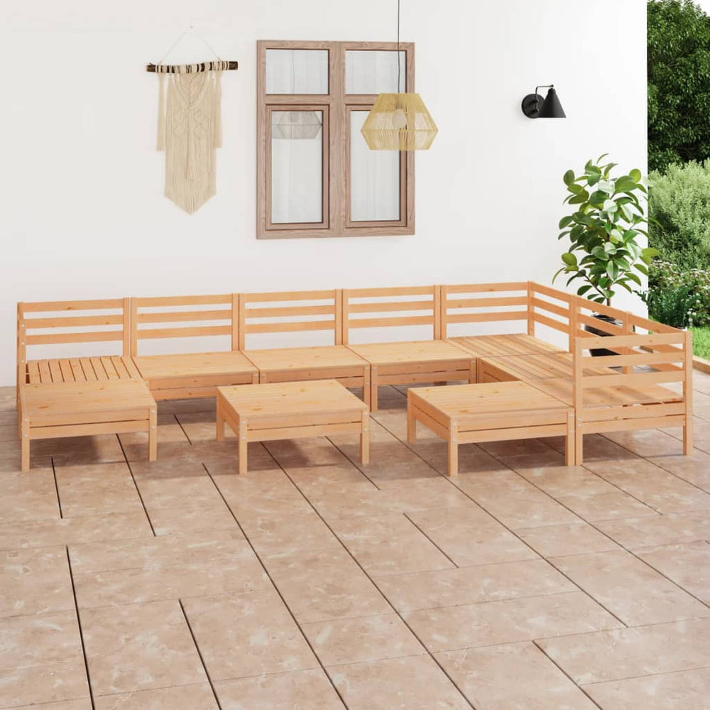 vidaXL 10-Piece Garden Lounge Set Solid Pinewood
