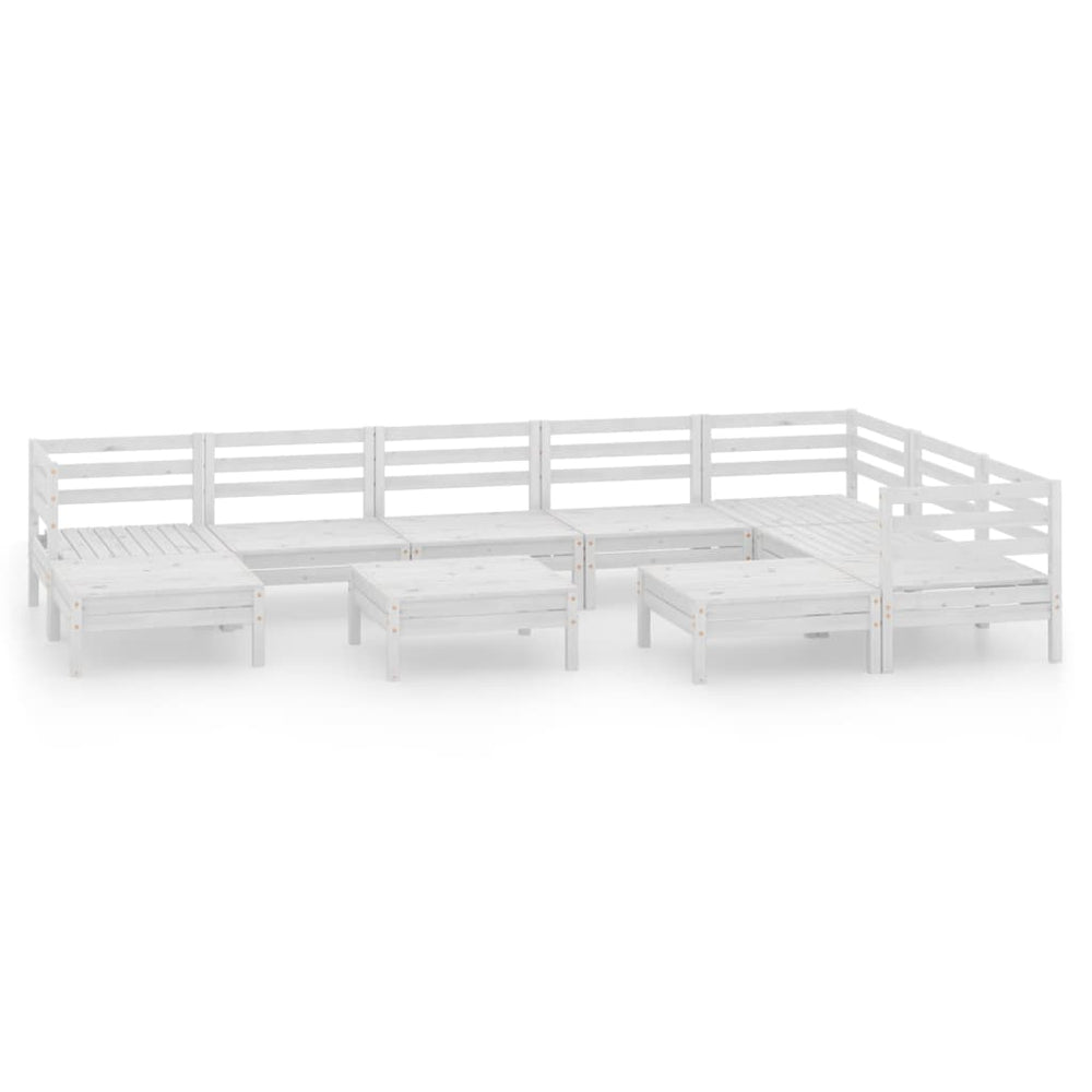 vidaXL 10-piece Garden Lounge Set Solid Pine Wood White