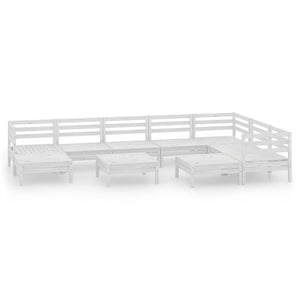vidaXL 10-piece Garden Lounge Set Solid Pine Wood White